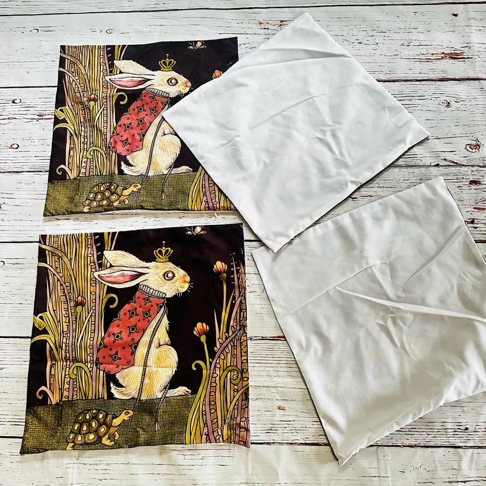 Set of 4 Rabbit Print Pillowcases!